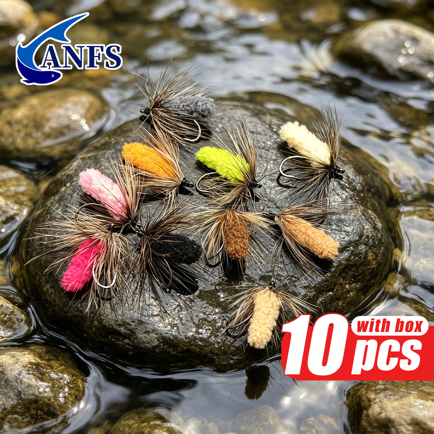 ANFS 10pcs Mop Fly Assorted Co - Fishing Hook Assortment recension och pris