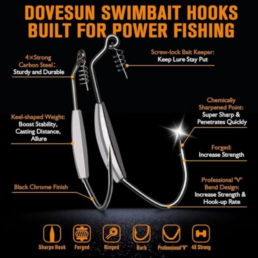 12PCS/44PCS Weighted Swimbait  - Fishing Hook Weedless recension och pris